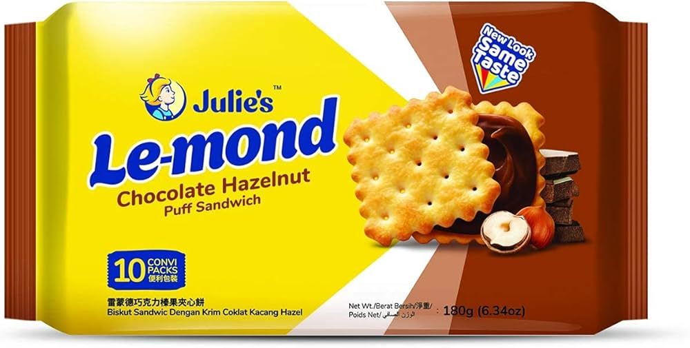 Julie’s Le-mond Chocolate Hazelnut Puff Sandwich 180g X 24 PACKS