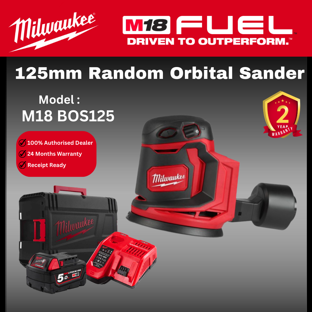 MILWAUKEE M18 125mm Random Orbital Sander / M18 BOS125 / POLISH MACHINE / Sanders & Polishers