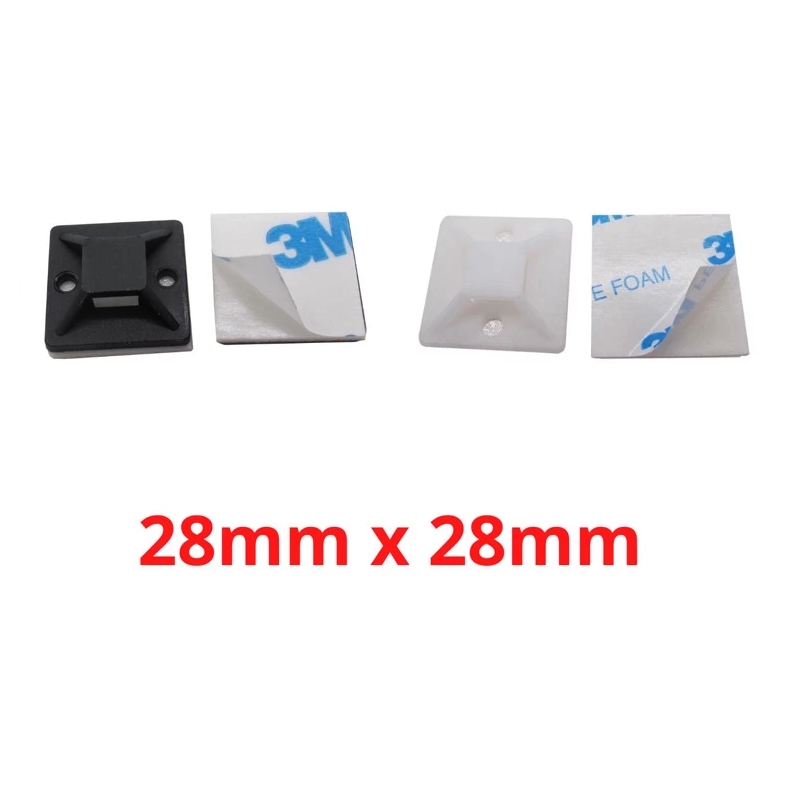 Adhesive Cable Tie Mount 28mm x 28mm (100pcs)