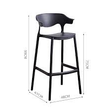 High Bar Stool Dining Bar Chair Cafe Plastic High Stools Kerusi Bar 75CM Height Stackable Nordic Arm Chair