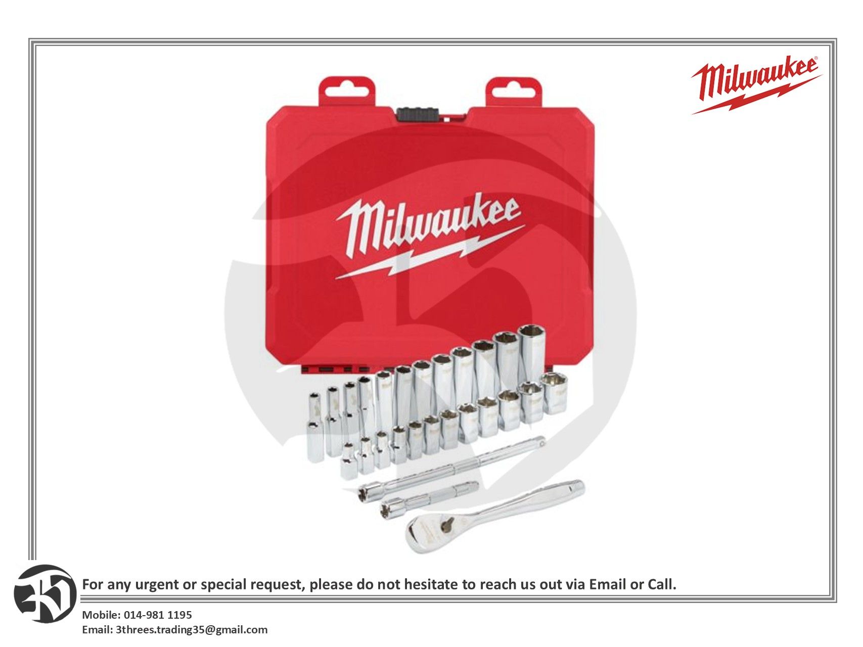 Milwaukee 1/4" Drive Metric 28pcs Ratchet & Socket Set