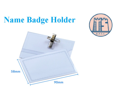 PVC Name Badge / ID Card Holder / Name Tag Holder With Clip & Pin Extra Thick/Student Name Badge/
