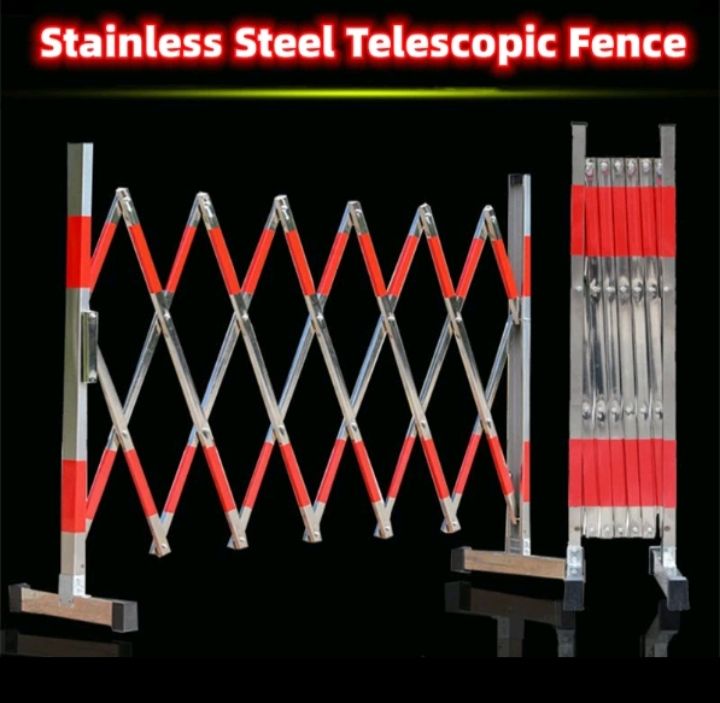 Expandable Barrier Stainless Steel Type without Roller, Safety Fence Barrier ◾Size : H1200mm x W3000mm 、H1200mm x W6000mm (After Expand)