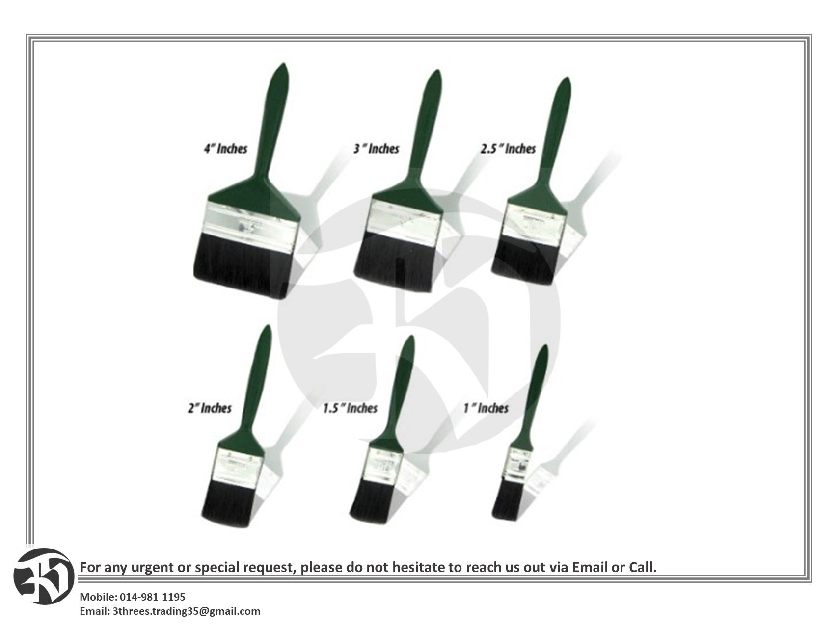 100% Nylon Paint Brush (HALAL) 0.5-4 inch