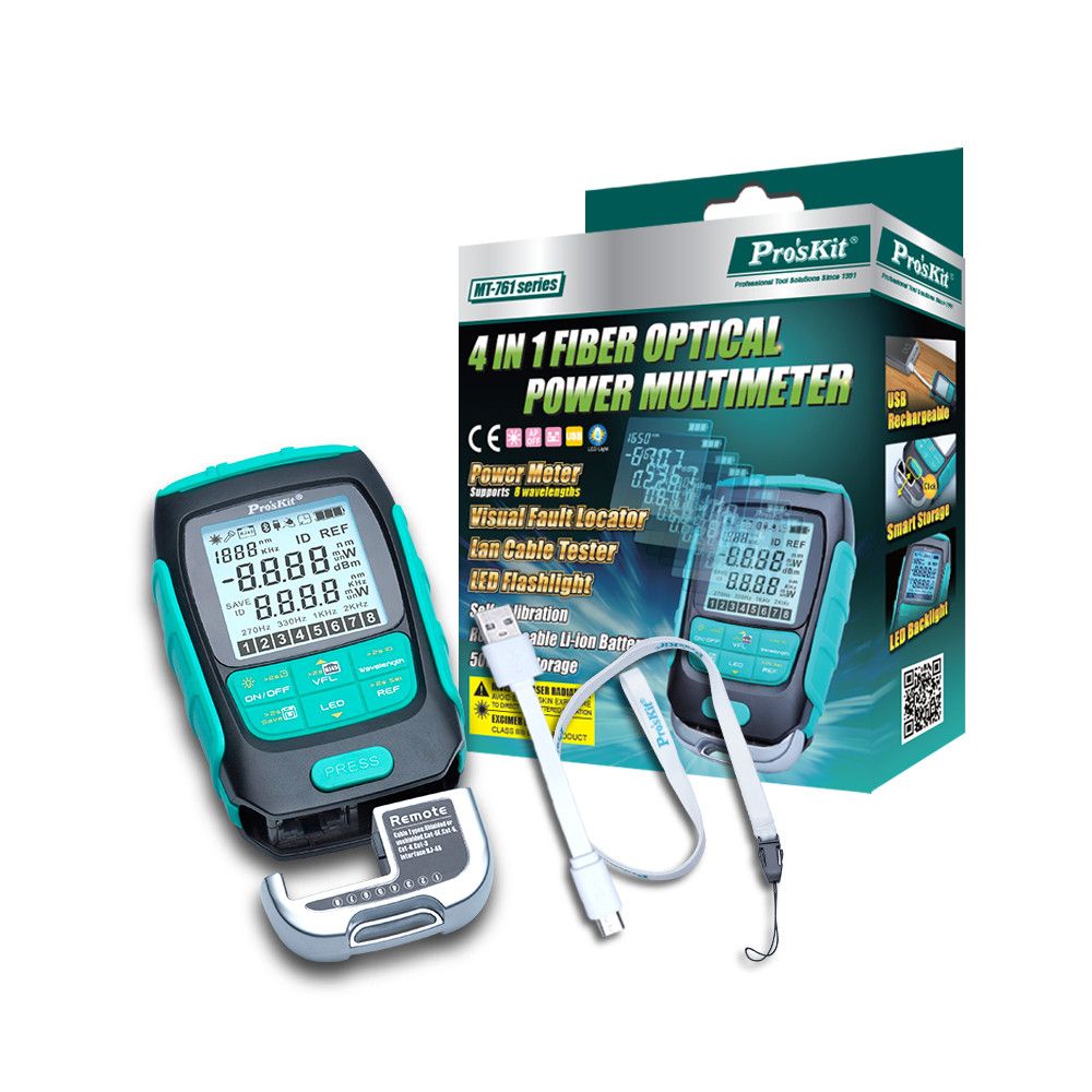 Pro'sKit MT-7616 4-in-1 Fiber Optical Power Multimeter (30mW Power Output)
