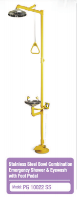 PROGUARD STAINLESS STEEL BOWL COMBINATION EMERGENCY SHOWER AND EYEWASH COMES WITH FOOT PEDAL PG 10022 SS