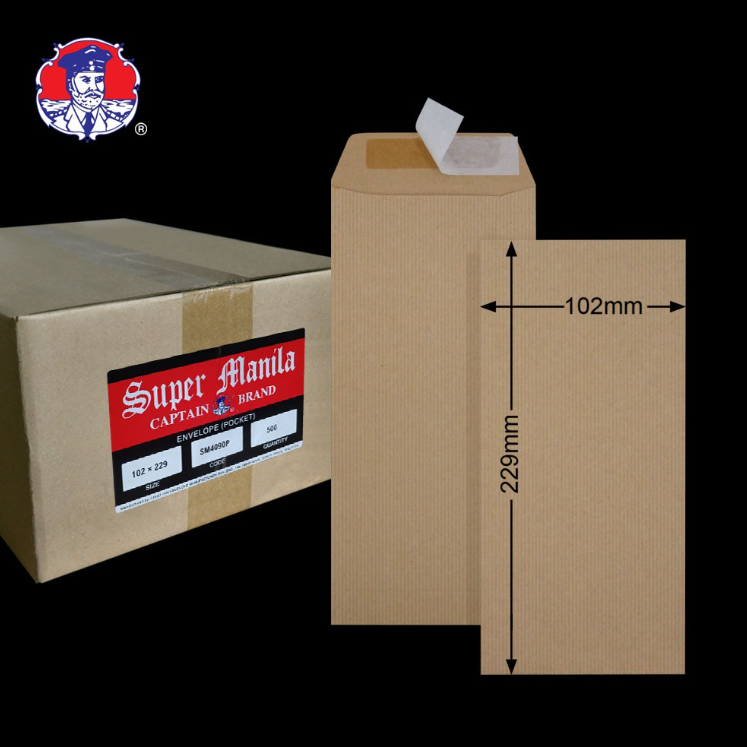SUPER MANILA 4"X9" SUPER MANILA 110GM P&S POCKET ENVELOPE (500'S/BOX)