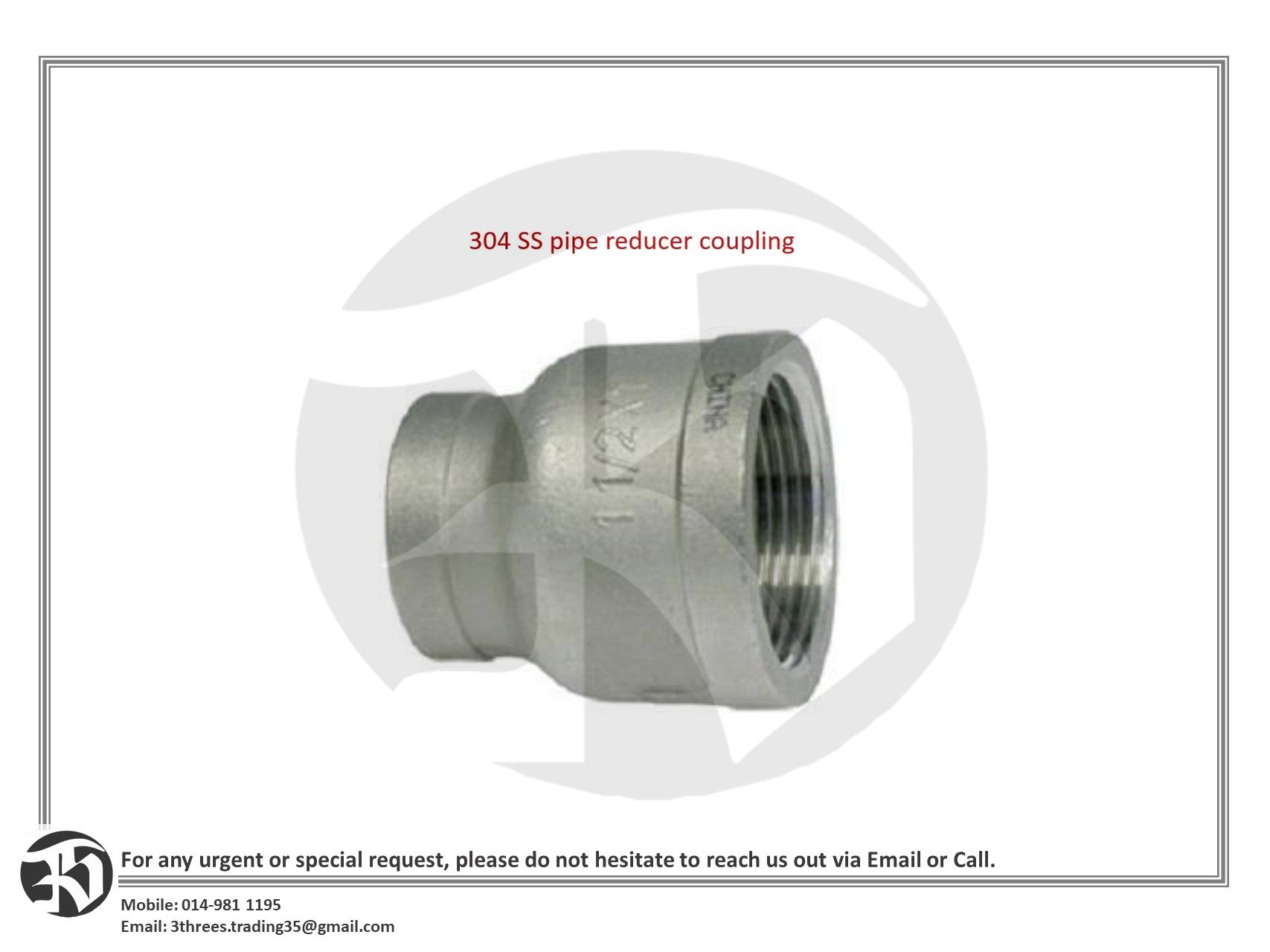 304 SS pipe reducer coupling