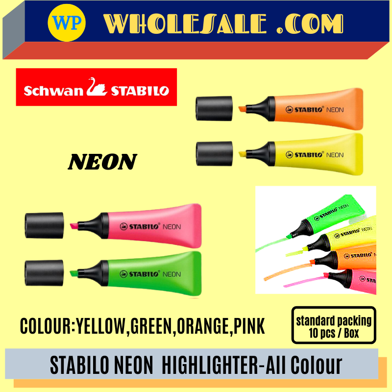 STABILO NEON HIGHLIGHTER -ALL COLOUR / Stabilo / Highlighter / Highlight / Neon Highlighter / Pen / Colour / STABILO NEON HIGHLIGHTER