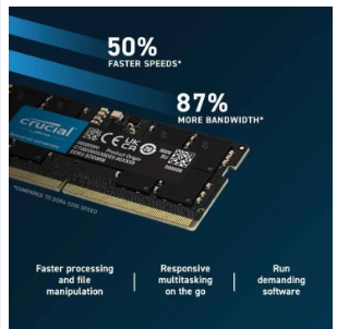 Crucial DDR5 RAM 16GB 4800MHz 5600MHz Laptop SODIMM 1.1V for Notebook Laptop Memory