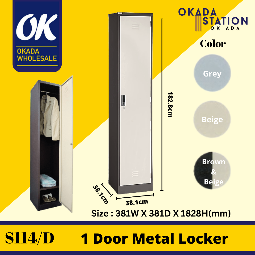 OKADA COMPAARTMENT STEEL LOCKER OKADA S114/D Single Metal Locker/ Compartment Steel Locker / Compartment Cabinet / Metal Locker / Almari Besi / Steel Locker Hostel / Single Locker / Metal Cabinet
