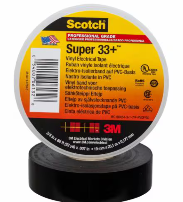3M™ Scotch Super 33+ Vinyl Electrical Tape/Wire PVC Tape/Electrical Insulation 33 + [Black/1 roll] Made in USA ET_ EMD_