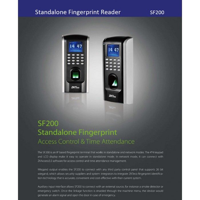 ZKTeco SF200 Fingerprint & Time Attendance Reader