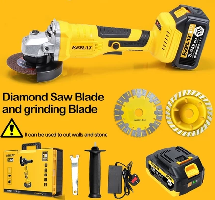 KEELAT Brushless Cordless Grinder Angle With battery and 2 type of blade