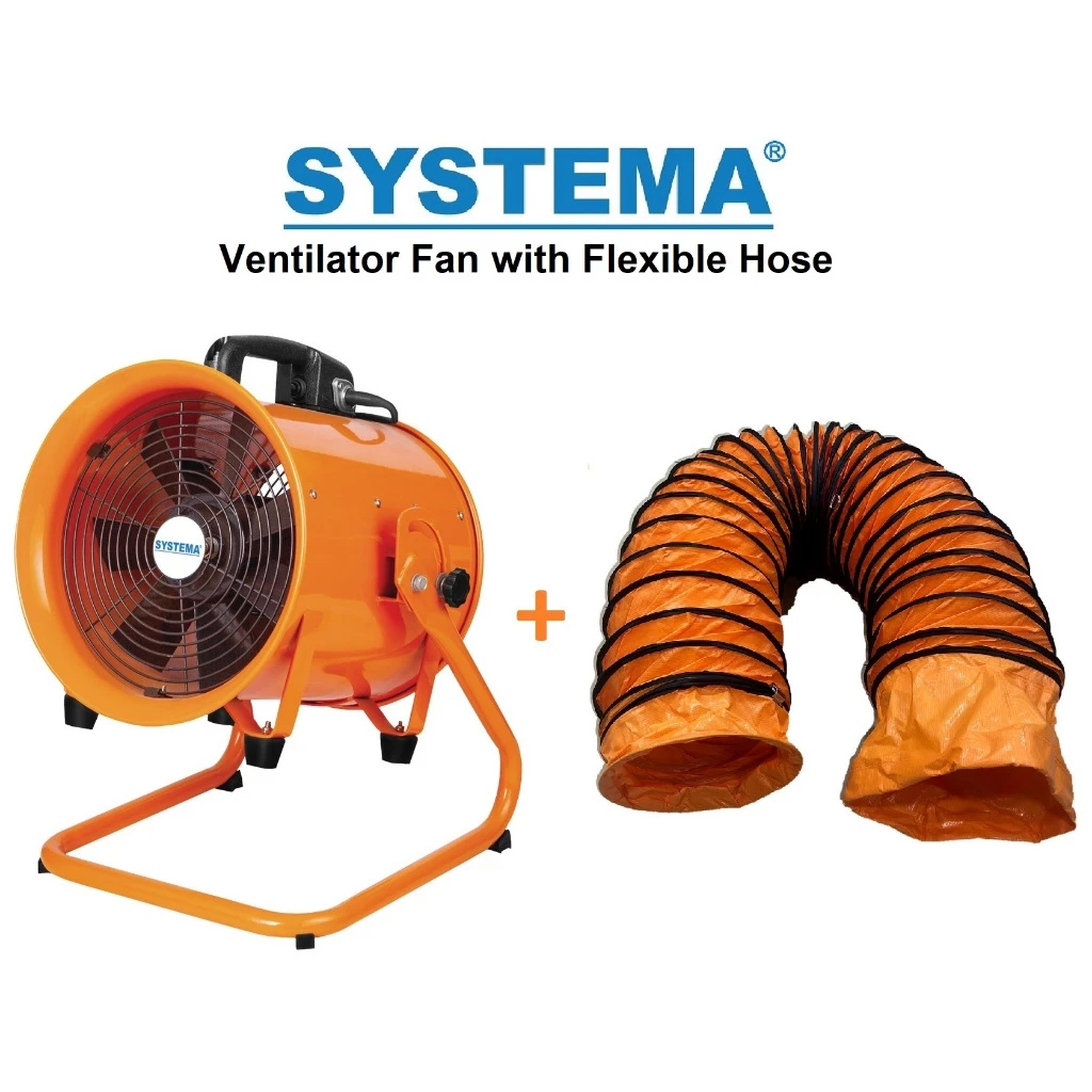 SYSTEMA 12" Portable Ventilator Blower Fan with Flexible Hose 5m