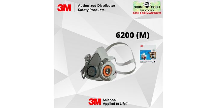 3M鈩�Half Facepiece Reusable Respirator 6200, Medium(Sirim and Dosh Approved)