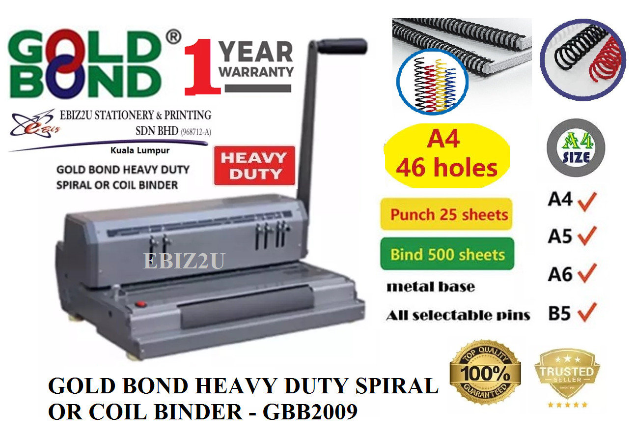 GOLD BOND HEAVY DUTY SPIRAL OR COIL BINDER-GBB2009 (binding machine, heavy duty binding machine, Coil binder, Spiral binder)