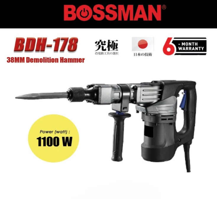 BOSSMAN 24J 38MM DEMOLITION HAMMER 1500W (BDH178)