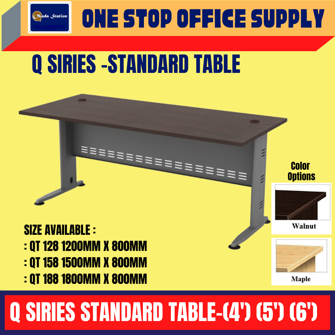 Q-MODEL STANDARD TABLE -4' / 5' / 6' / OFFICE TABLE / WALNUT COLOUR / OFFICE TABLE / QT 128 / QT 158 / QT 158 / Q-MODEL