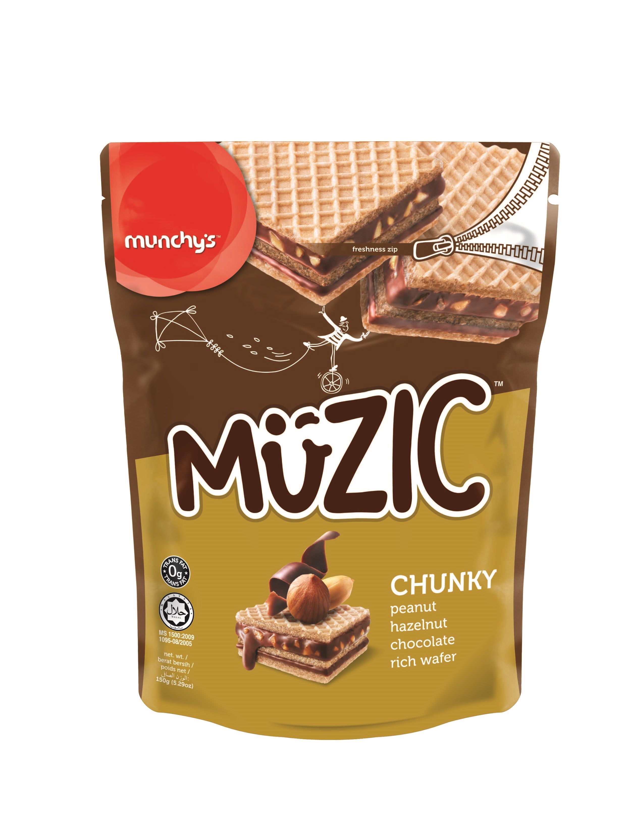 Muzic Hazelnut Wafer Chunky 150 g x 24