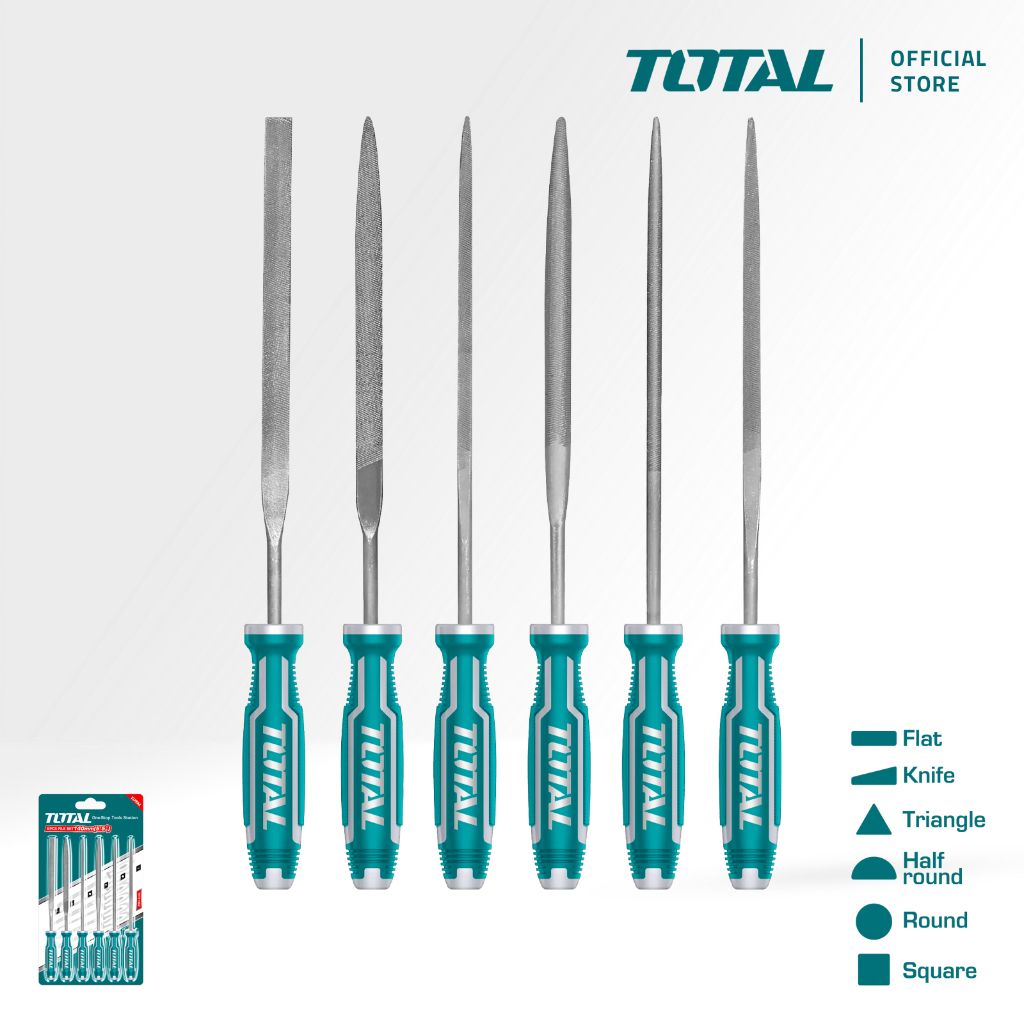 TOTAL FILE SET 6 SHAPES-FLAT/ROUND/HALF ROUND/SQUARE/TRIANGLE/KNIFE (140MM/6 PCS) THT91462