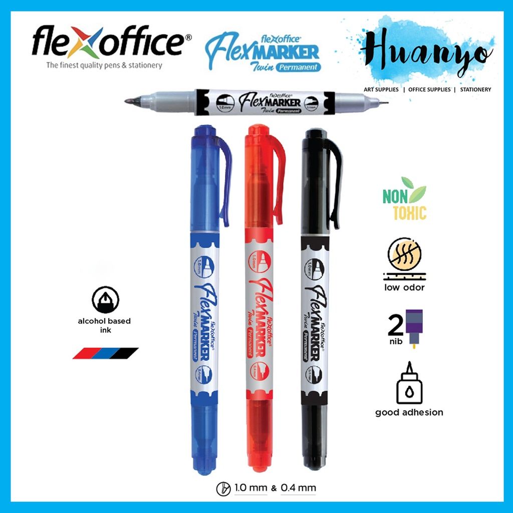 Flex Marker Permanent (Twin Point: 1.0mm & 0.4mm)