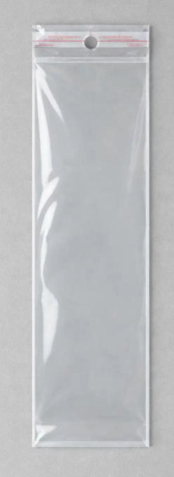 Packaging Pouch Transparent (Self-adhesive) OPP Poly Pack Bag with hang hole 7cm x 27cm