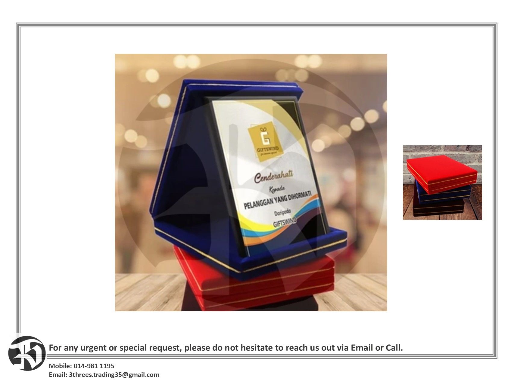 Customised Plaque 5 x 7" with and without Valvet Box