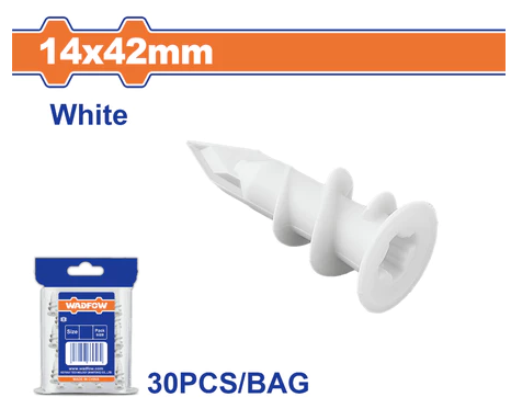 WADFOW NYLON DRYWALL ANCHOR (14 X 42MM / PA66 / 30 PCS) - WXTG922
