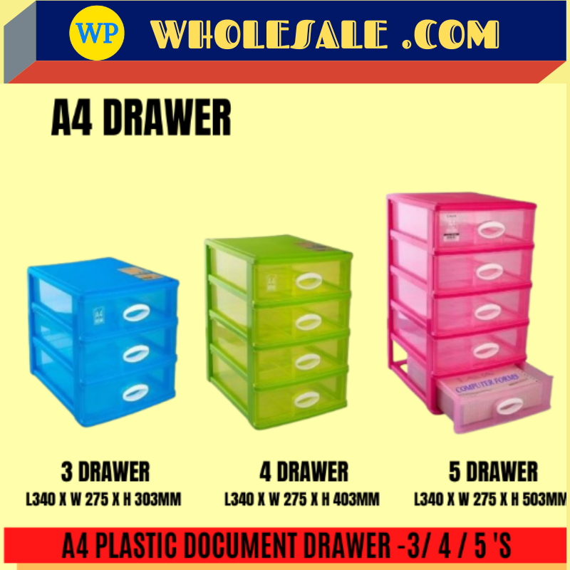DOCUMENT DRAWER / DRAWER / PLASTIC / A4 / 3 TIER / 4 TIER / 5 TIER / HOLDER / LACI /