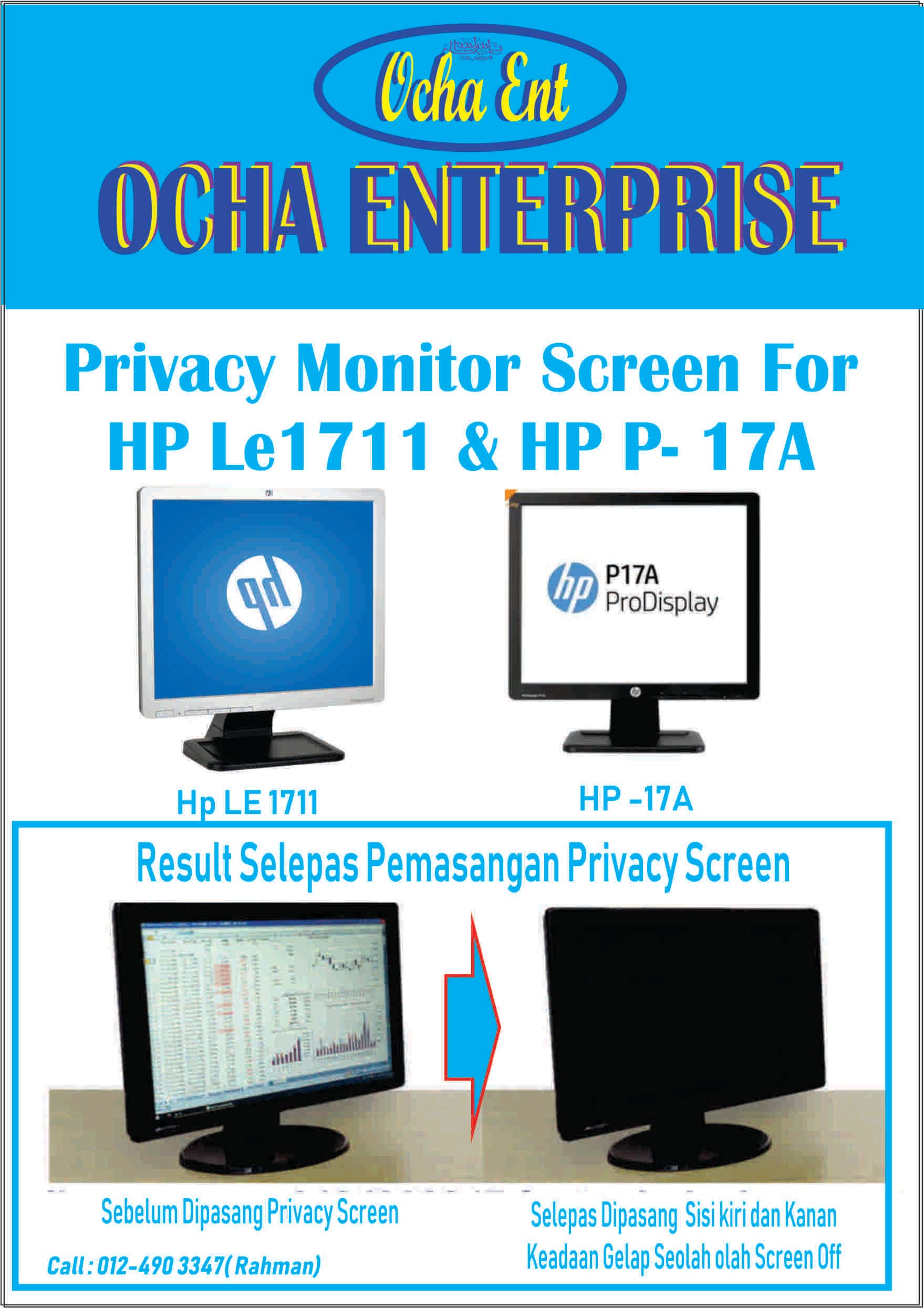 ocha Ocha Raytech -Korea ocha Monitor Privacy Screen For HP Comp LE1711 & P-17A- Ocha