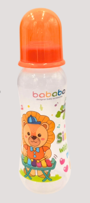 BABABA Botol Susu Besar Murah Standard Neck Feeding Bottle Baby Milk Bottle Cute Design BPA Free (250ml) SL05101 05101T Orange SL-05101S