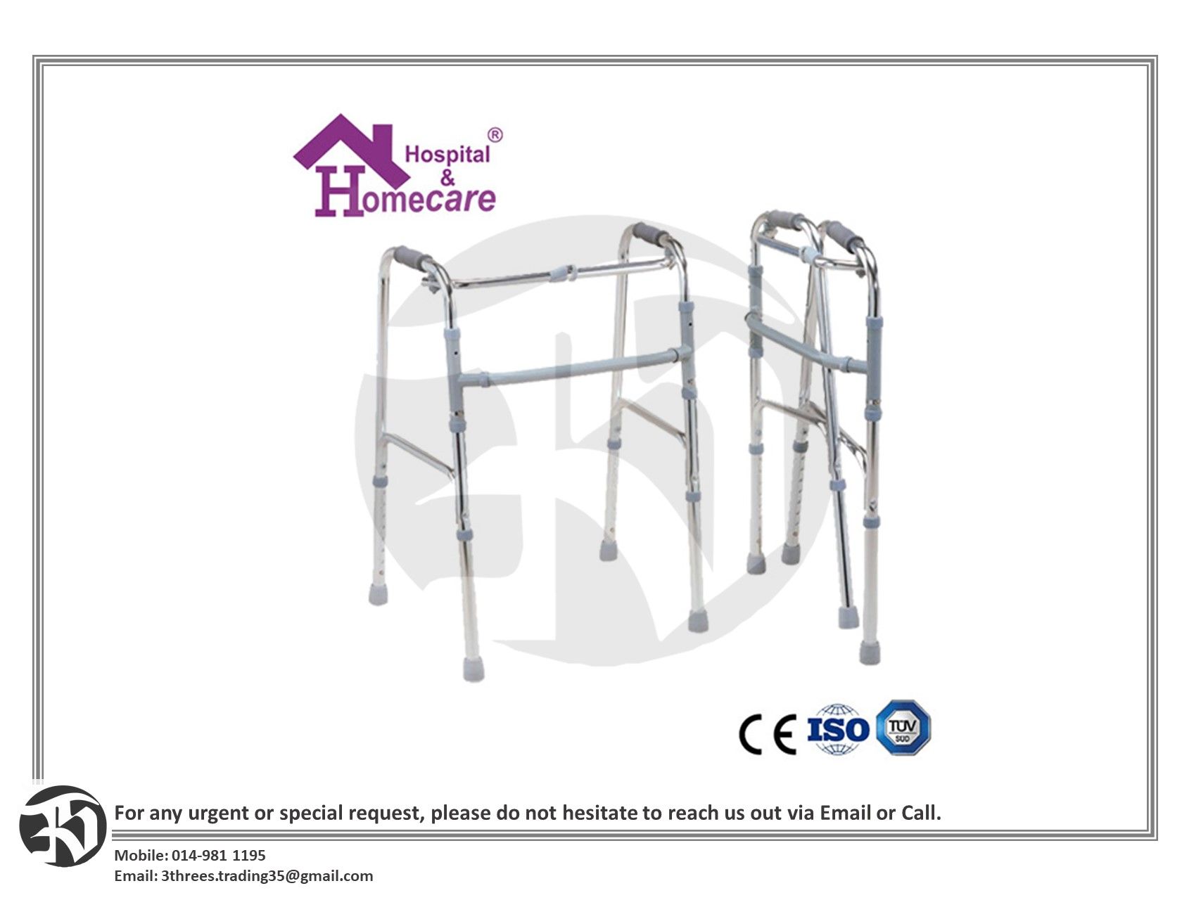 Medical Supplies Walking Aid Aluminum Folding Walker