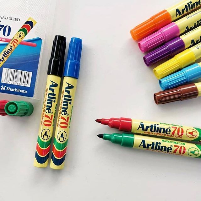 Artline 70 Permanent Marker Box Set (12pcs) - Medium Point 1.5mm | 11 Colours | Waterproof | Refillable  Black