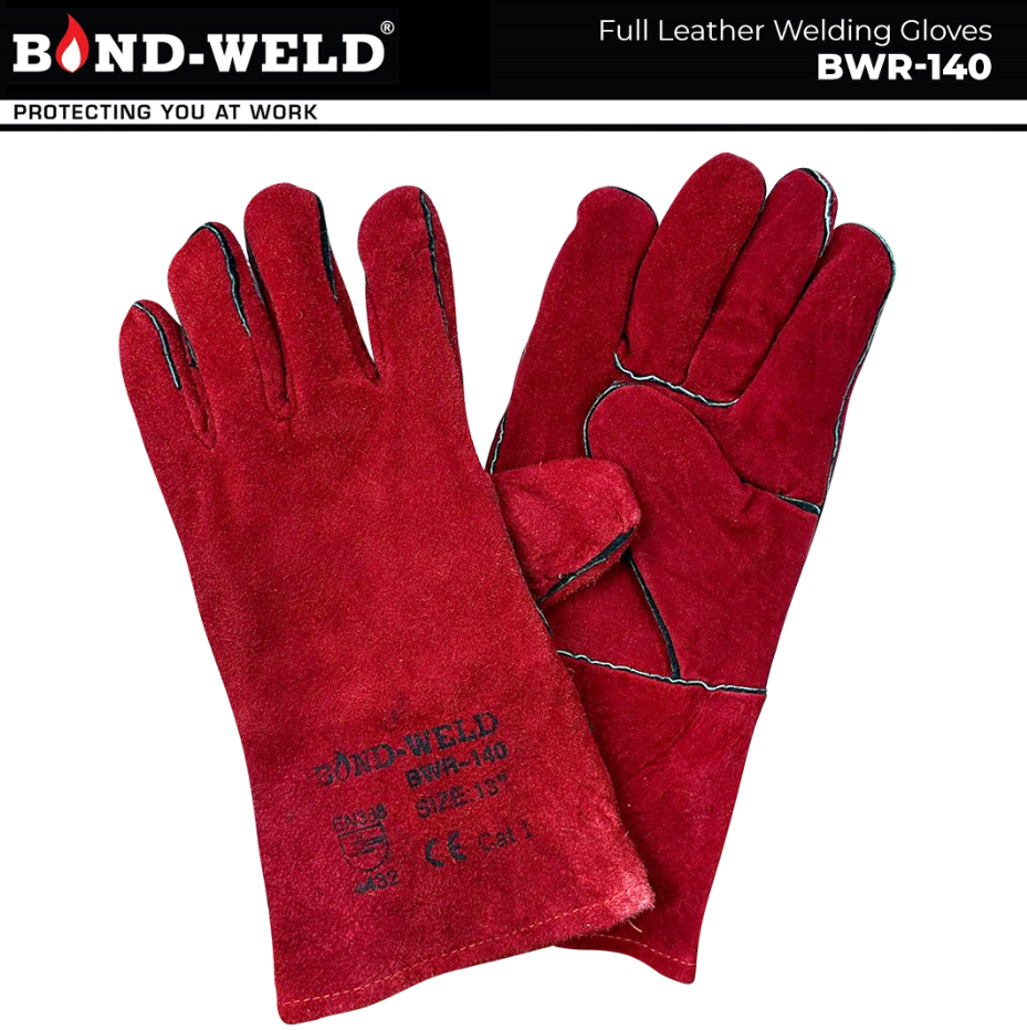 BOND-WELD LEATHER WELDING GLOVES (BWR-140 / RED)