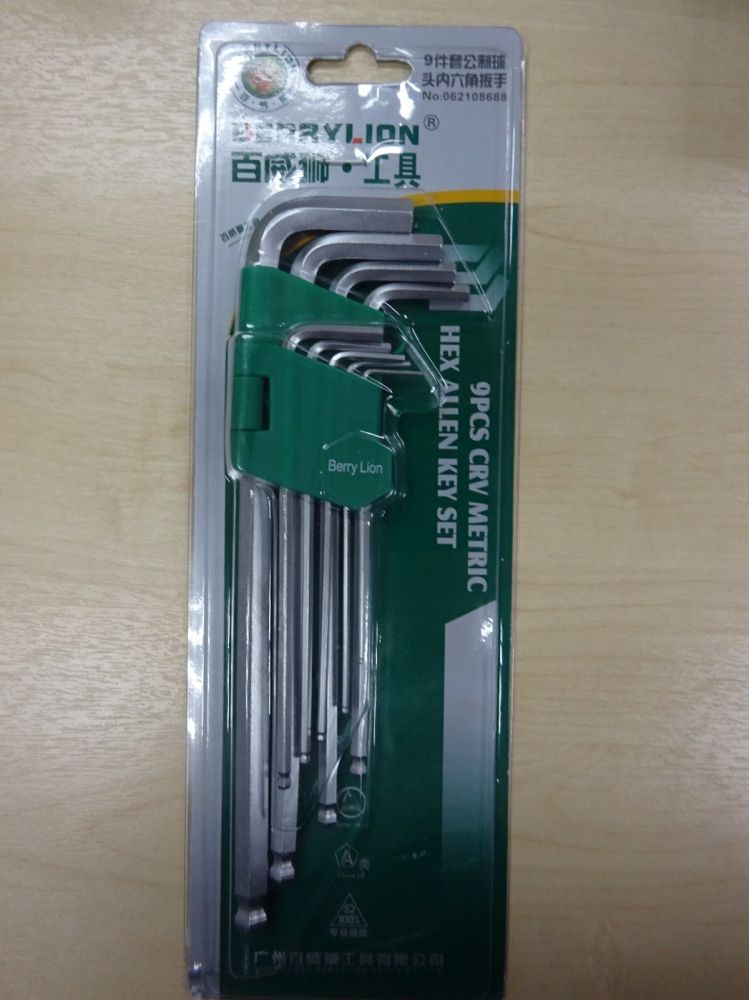 BERRYLION 9PC Long Ball Point Allen Key Set 1.5-10MM