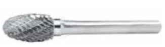 Temo General Series Carbide Burr - 8mm Shank E1220 Double Cut TiN Coated Oval Shape