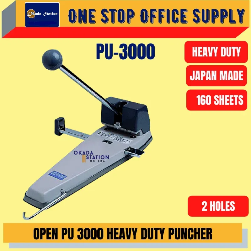 OPEN PU3000 Heavy Duty Puncher-160 SHEETS -JAPAN / Puncher / heavy Duty Puncher / PU3000 / Paper Puncher