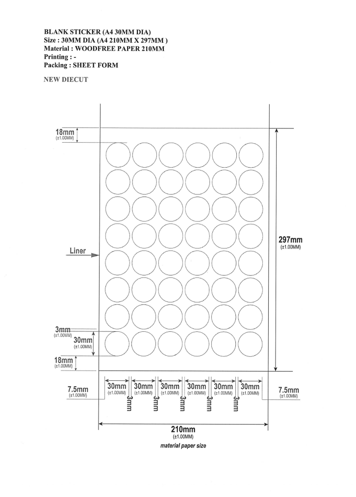 BLANK STICKER (A4 30MM DIA)