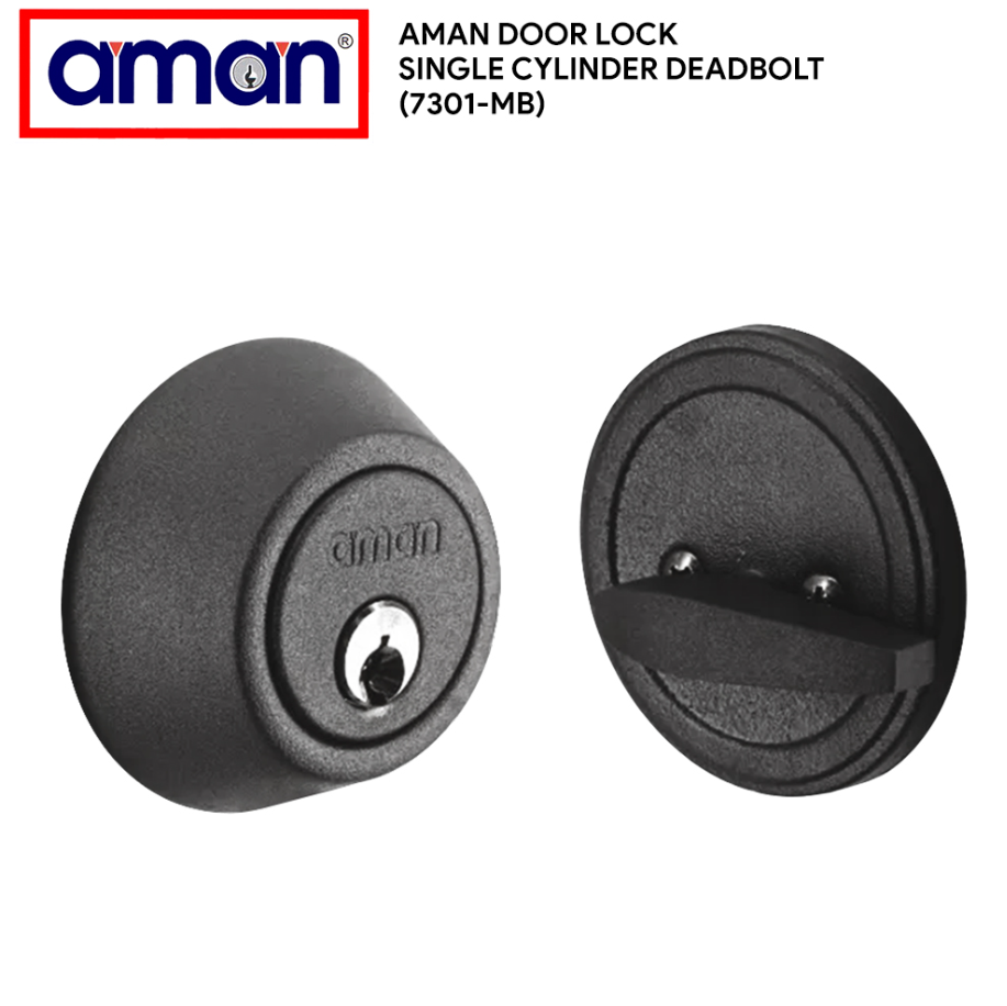 AMAN DOOR LOCK - SINGLE CYLINDER DEADBOLT (7301-MB) MATT BLACK
