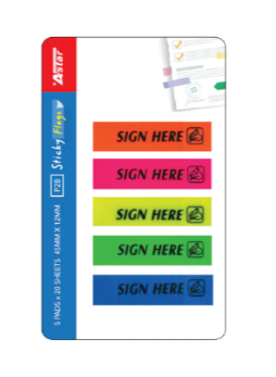 Sign Here Sticky Note / Arrow Sign Here / Sticker Label / Stick On Note / Pelekat Penanda Tandatangan # RP0561 ( KTT : 1 Pack @ 5 Tube Warna )