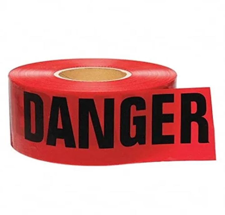 Red Danger Tape, Roll Non-Adhesive Caution Barrier Tape Size : 75mm x 100 Mtr- Pre Order