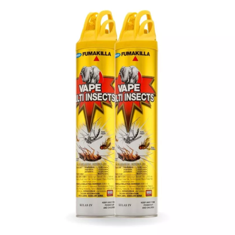 Fumakilla Vape Multi Insects Aerosol Twin Pack Free Vape 12 Jam 276ml 12 Bottle x 600ml