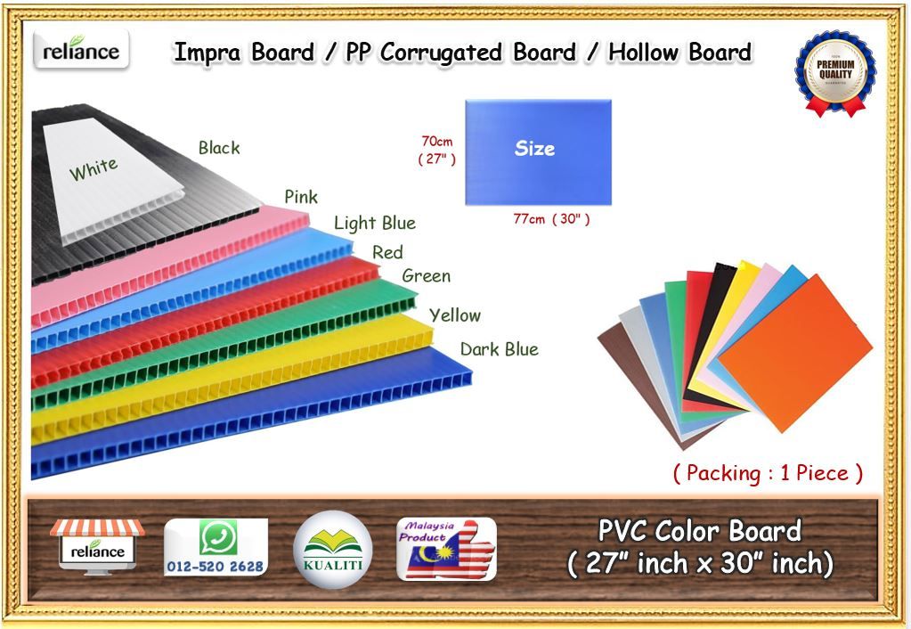 PVC Board / Plastic Board / Corrugated Board / PVC Foam Board / Impra Board (Saiz : 70cm x 77cm) # 27 inci x 30 inci # Artwork Board # Plastic Straw Board # Polyplast Board # Advertisenment Signboard # Hollow Board # RP0400 ( KTT : 1 Keping )