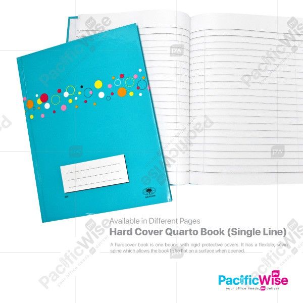 Quarto Hard Cover Book/Foolscap Book/Buku Foolscap (Single Line) (200'pages/Book) - 1Book