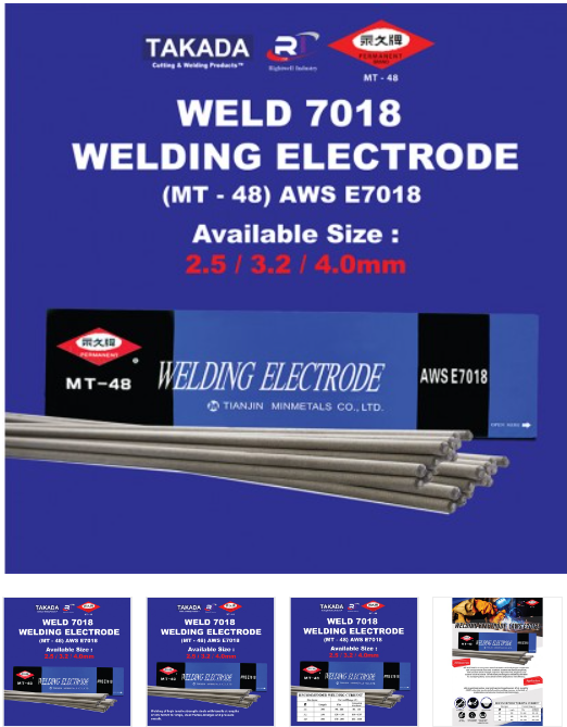 RIGHTWELL TAKADA WELD 7018 (MT-48) WELDING ELECTRODE (5KG) (AWS E7018)