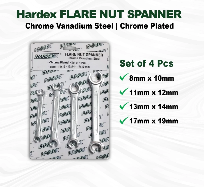 HARDEX FLARE NUT SPANNER SET - CHROME VANADIUM STEEL - P-FN6-SPANNER