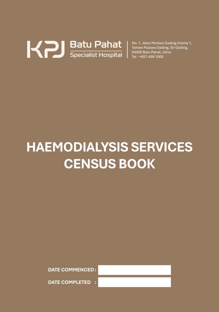 Hardcover Registration Book Haemodialysis Services Census Book