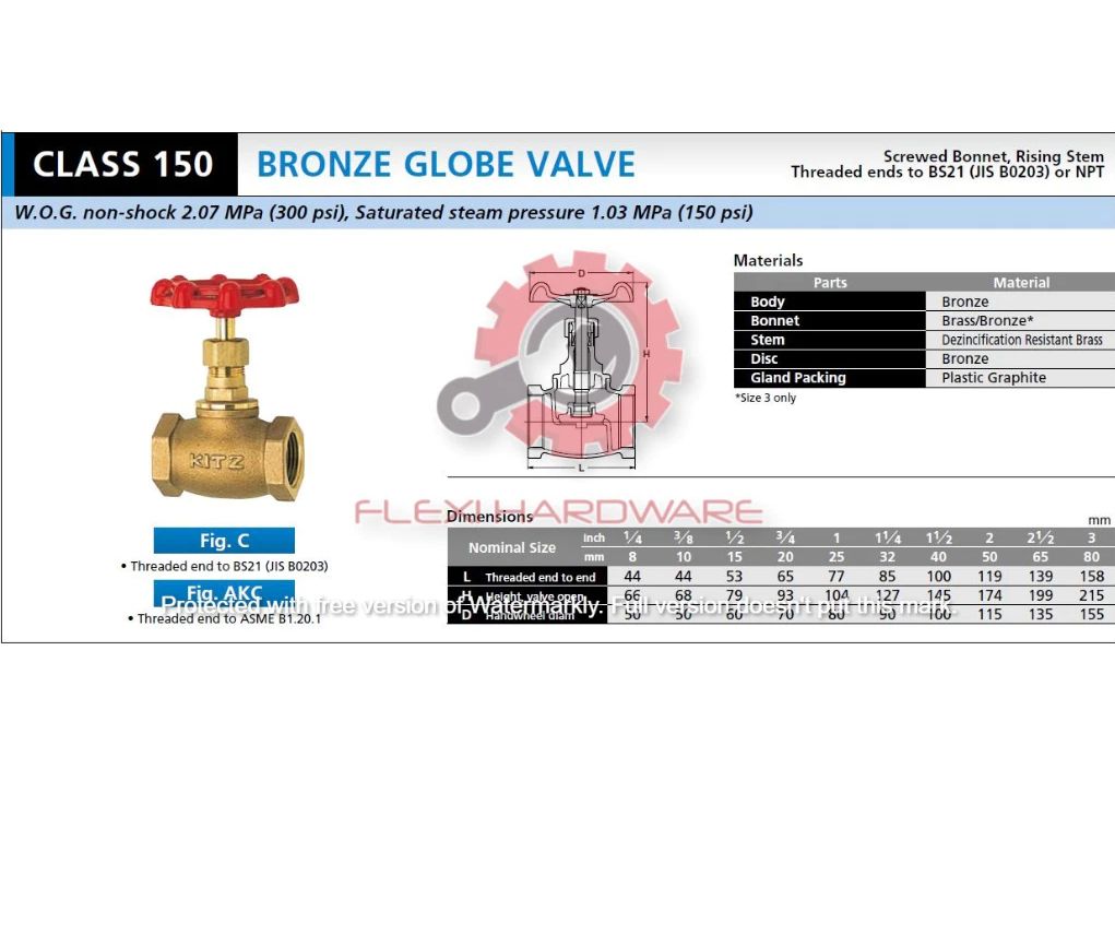 KITZ Brass Globe Valve Model C 200PSI