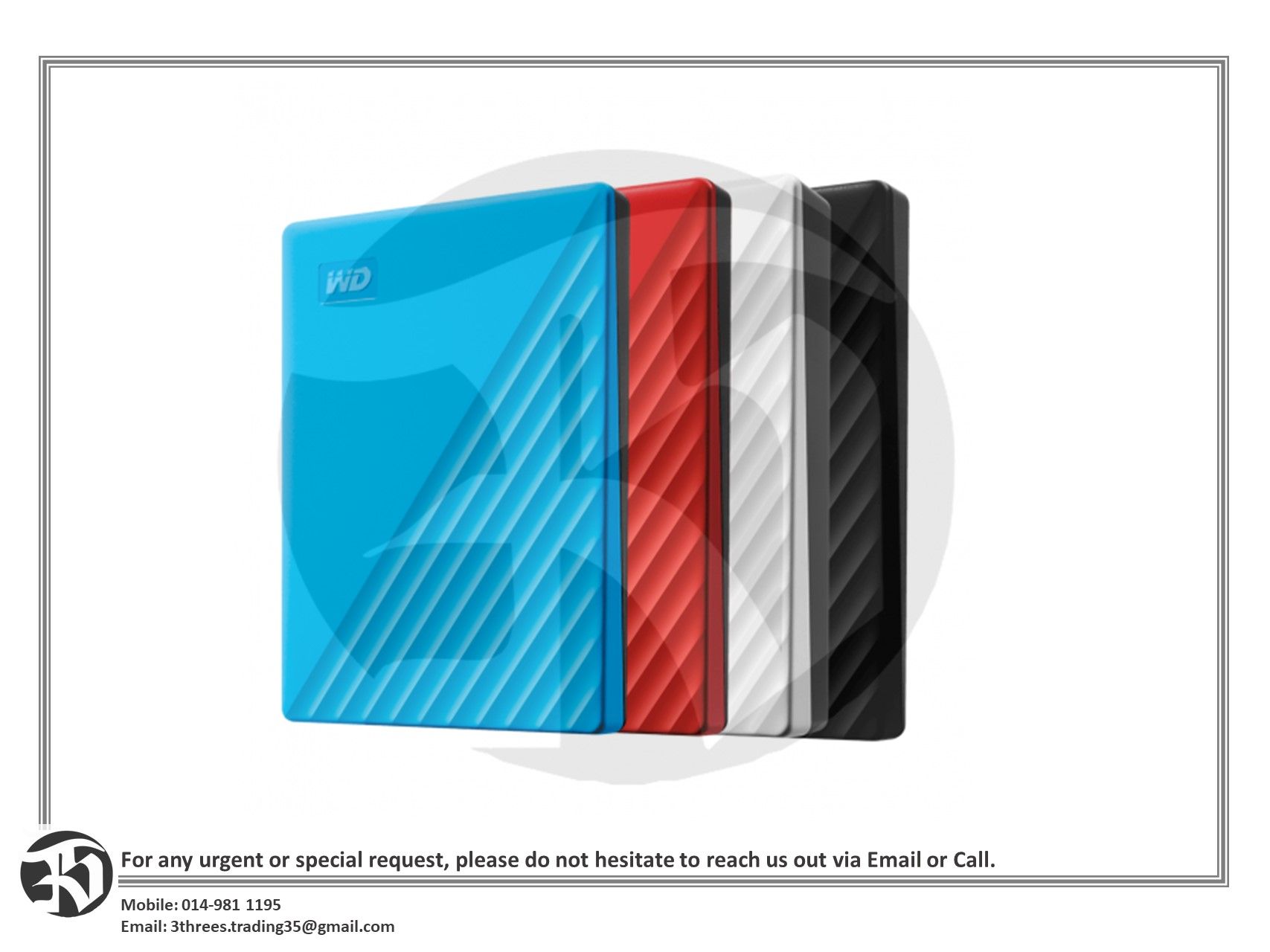 WD My Passport 1TB/2TB/4TB/5TB Slim Portable External Hard Disk USB 3.0